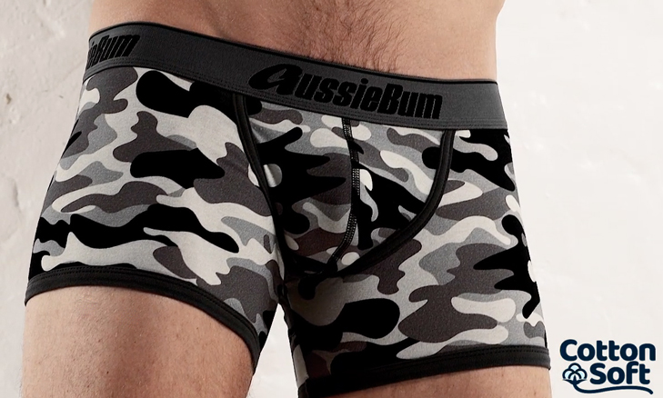 Boxerky AussieBum CottonSoft Camo Black Hipster4